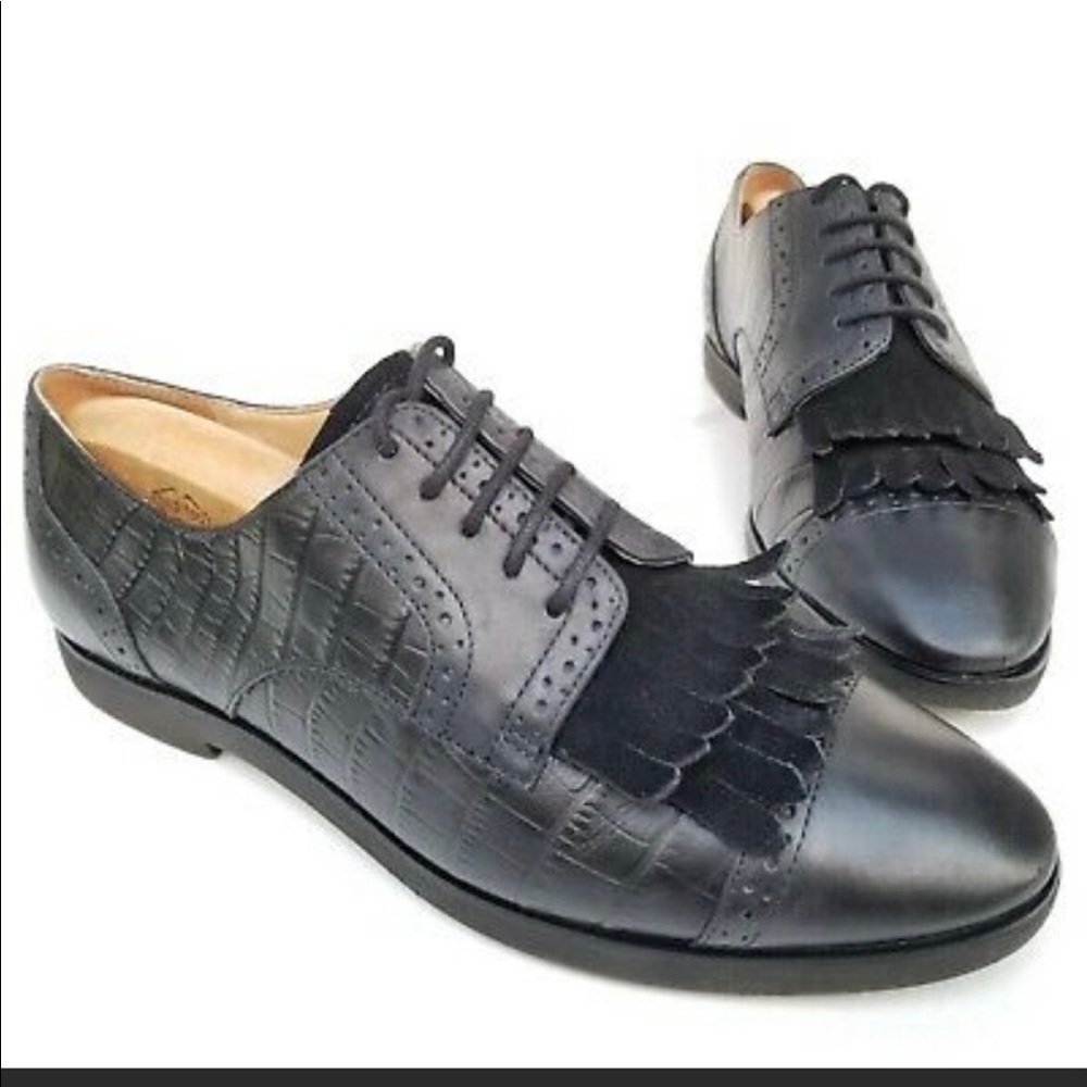 ❗️Sold❗️Enzo Angiolini Fireballe Black Oxford Fringed Shoe